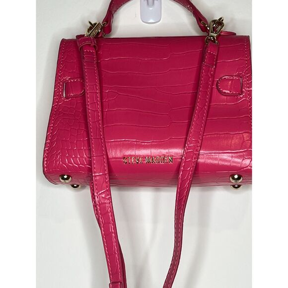 Steve Madden Dignify Croc Embossed Crossbody Bag in Hot Pink - Picture 2 of 4